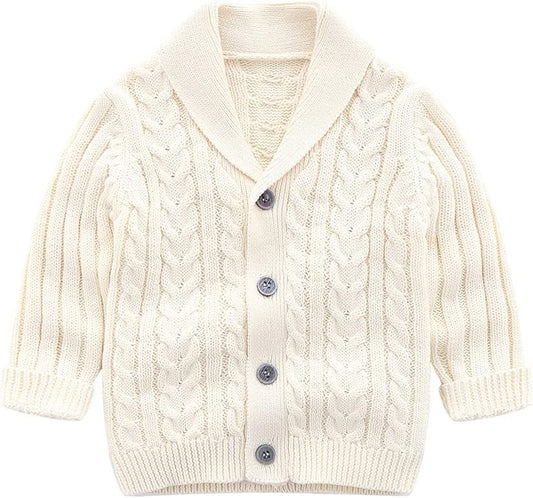 Infant or Toddler Boys Thick Cable Knit Cardigan