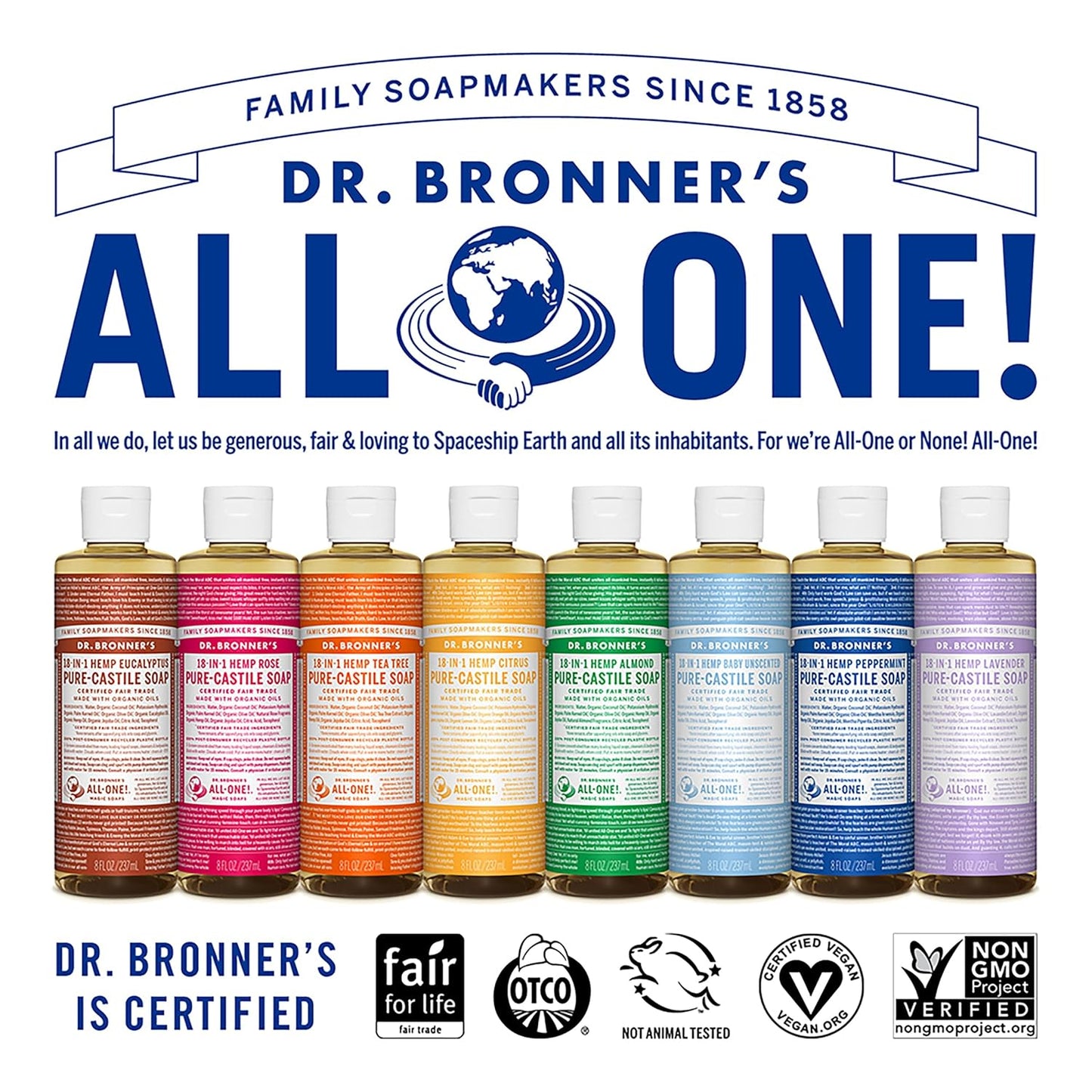 Dr. Bronner's Pure Castile Liquid Soap Baby Unscented, 8 oz.