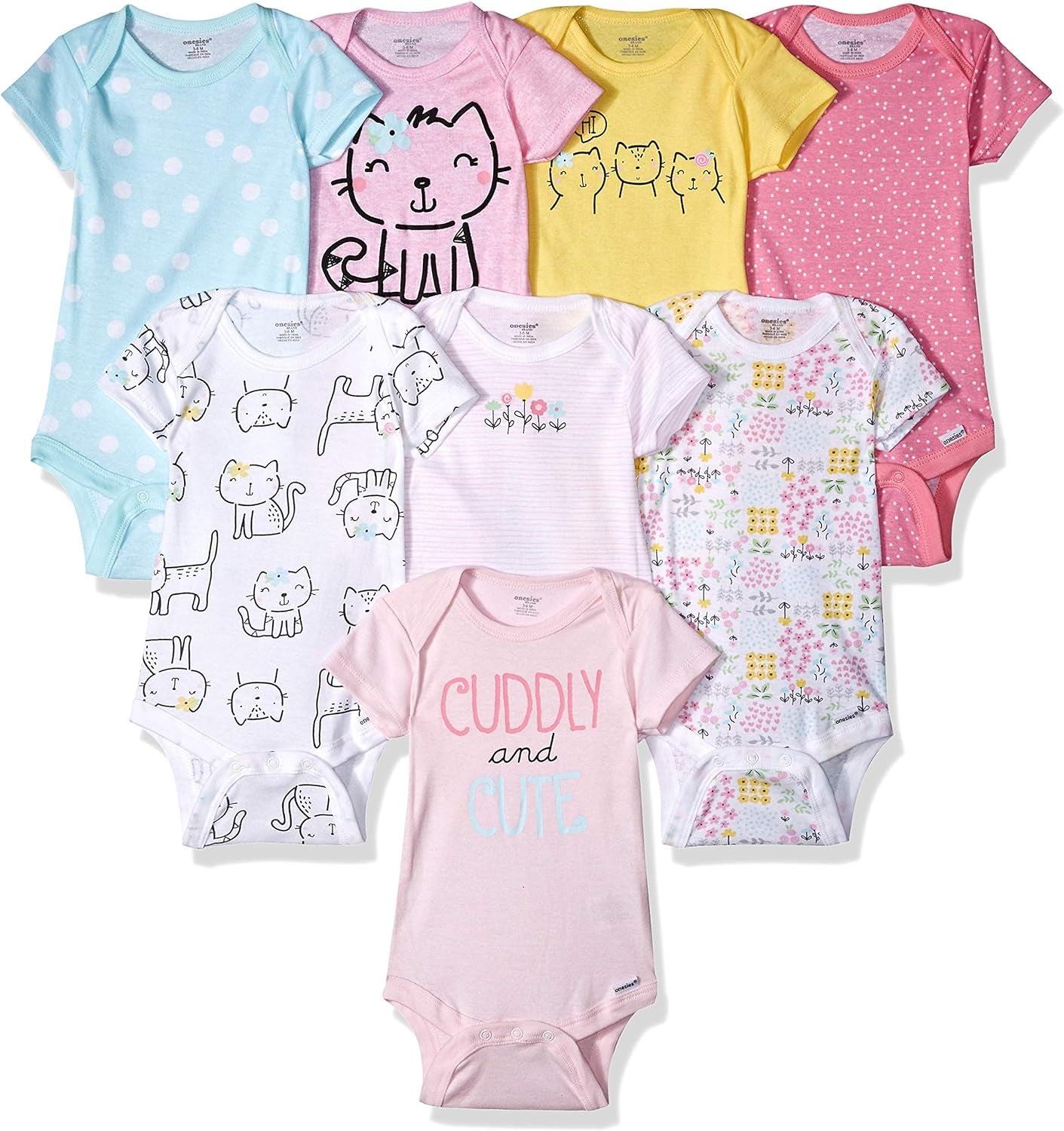 Baby Girls 8-Pack Short Sleeve Mix & Match Bodysuits