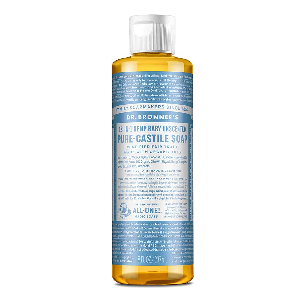 Dr. Bronner's Pure Castile Liquid Soap Baby Unscented, 8 oz.